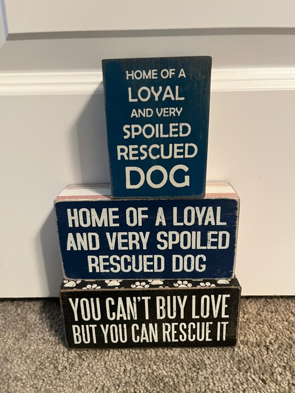 Primitives by Kathy Wooden Box Sign rescue dog can’t buy love Small Home Decor
